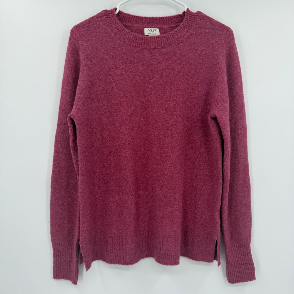 J.Crew Extra-Soft Crewneck Sweater Berry Pink Wool Blend Oversized BU223 Small